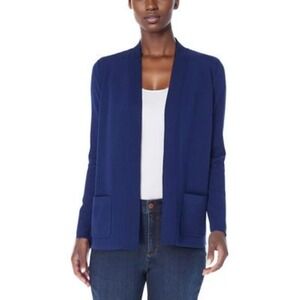 Jones New York Sweater Womens XS‎ Navy Open Front Pockets Cardigan Long Sleeve
